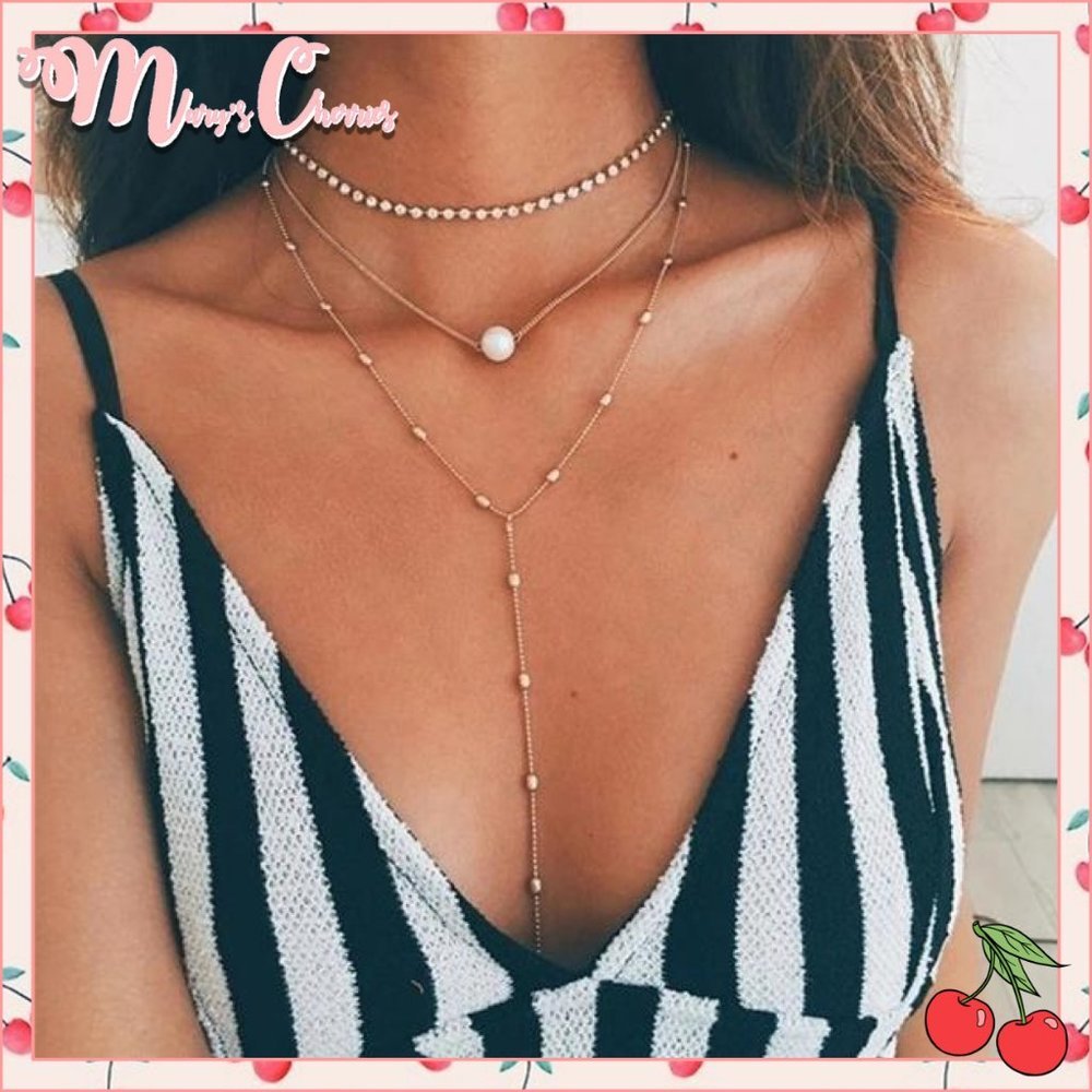 🍒 NY Long Layered Pearl ⚪ Necklace